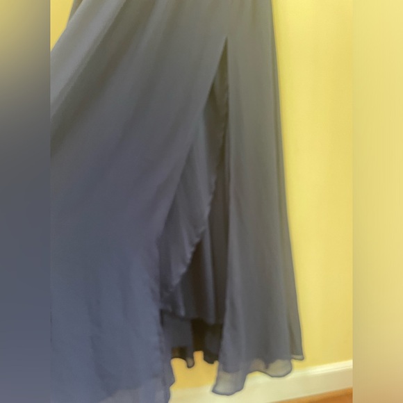 Lulus Heavenly Hues Chiffon Navy Slit Front Full Length Dress Medium - Picture 12 of 13